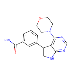 NC(=O)c1cccc(-c2c[nH]c3ncnc(N4CCOCC4)c23)c1 ZINC001772603310