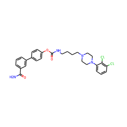 NC(=O)c1cccc(-c2ccc(OC(=O)NCCCCN3CCN(c4cccc(Cl)c4Cl)CC3)cc2)c1 ZINC000223152416