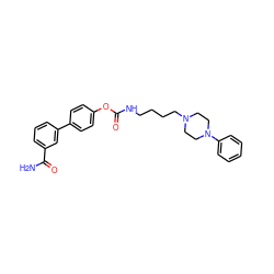 NC(=O)c1cccc(-c2ccc(OC(=O)NCCCCN3CCN(c4ccccc4)CC3)cc2)c1 ZINC000223206725