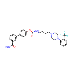 NC(=O)c1cccc(-c2ccc(OC(=O)NCCCCN3CCN(c4ccccc4C(F)(F)F)CC3)cc2)c1 ZINC000223194506