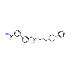 NC(=O)c1cccc(-c2cccc(OC(=O)NCCCN3CCN(c4ccccc4)CC3)c2)c1 ZINC000223152162