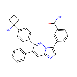 NC(=O)c1cccc(-c2cnc3cc(-c4ccccc4)c(-c4ccc(C5(N)CCC5)cc4)nn23)c1 ZINC000114026226