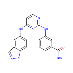 NC(=O)c1cccc(Nc2nccc(Nc3ccc4[nH]ncc4c3)n2)c1 ZINC000028950566