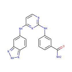 NC(=O)c1cccc(Nc2nccc(Nc3ccc4n[nH]nc4c3)n2)c1 ZINC000028950569