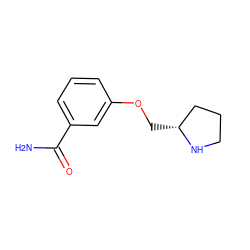 NC(=O)c1cccc(OC[C@@H]2CCCN2)c1 ZINC000026377206