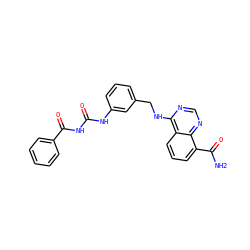 NC(=O)c1cccc2c(NCc3cccc(NC(=O)NC(=O)c4ccccc4)c3)ncnc12 ZINC000114345787