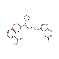 NC(=O)c1cccc2c1C[C@@H](N(CCCc1c[nH]c3ccc(F)cc13)C1CCC1)CO2 ZINC000040413050