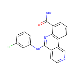 NC(=O)c1cccc2c1nc(Nc1cccc(Cl)c1)c1ccncc12 ZINC000073169805