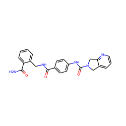 NC(=O)c1ccccc1CNC(=O)c1ccc(NC(=O)N2Cc3cccnc3C2)cc1 ZINC000166245784