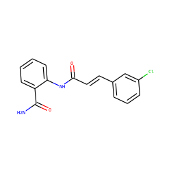 NC(=O)c1ccccc1NC(=O)/C=C/c1cccc(Cl)c1 ZINC000000476827