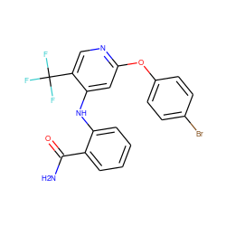 NC(=O)c1ccccc1Nc1cc(Oc2ccc(Br)cc2)ncc1C(F)(F)F ZINC000073169255