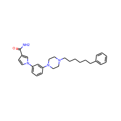 NC(=O)c1ccn(-c2cccc(N3CCN(CCCCCCc4ccccc4)CC3)c2)c1 ZINC000095584390