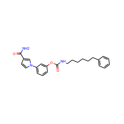 NC(=O)c1ccn(-c2cccc(OC(=O)NCCCCCCc3ccccc3)c2)c1 ZINC000095554041