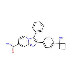 NC(=O)c1ccn2c(-c3ccccc3)c(-c3ccc(C4(N)CCC4)cc3)nc2c1 ZINC000084709011