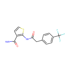 NC(=O)c1ccsc1NC(=O)Cc1ccc(C(F)(F)F)cc1 ZINC000071329877