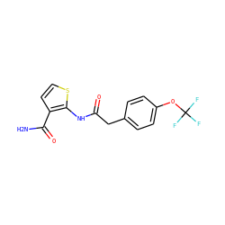 NC(=O)c1ccsc1NC(=O)Cc1ccc(OC(F)(F)F)cc1 ZINC000071329442