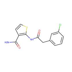 NC(=O)c1ccsc1NC(=O)Cc1cccc(Cl)c1 ZINC000071317658