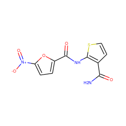 NC(=O)c1ccsc1NC(=O)c1ccc([N+](=O)[O-])o1 ZINC000004275738