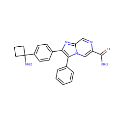 NC(=O)c1cn2c(-c3ccccc3)c(-c3ccc(C4(N)CCC4)cc3)nc2cn1 ZINC000205128999