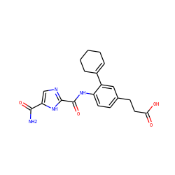 NC(=O)c1cnc(C(=O)Nc2ccc(CCC(=O)O)cc2C2=CCCCC2)[nH]1 ZINC000146892027