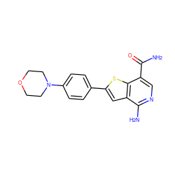 NC(=O)c1cnc(N)c2cc(-c3ccc(N4CCOCC4)cc3)sc12 ZINC000073224651