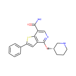 NC(=O)c1cnc(O[C@H]2CCCNC2)c2cc(-c3ccccc3)sc12 ZINC000169201797