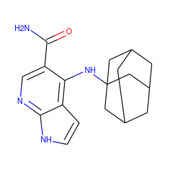 NC(=O)c1cnc2[nH]ccc2c1NC12CC3CC(CC(C3)C1)C2 ZINC000201582127