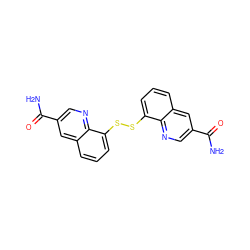 NC(=O)c1cnc2c(SSc3cccc4cc(C(N)=O)cnc34)cccc2c1 ZINC001772623683