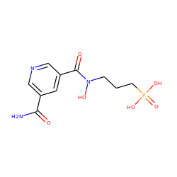 NC(=O)c1cncc(C(=O)N(O)CCCP(=O)(O)O)c1 ZINC000096273654