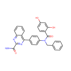 NC(=O)c1nc(-c2ccc(N(Cc3ccccc3)C(=O)c3ccc(O)cc3O)cc2)c2ccccc2n1 ZINC000653663444