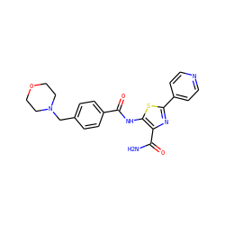 NC(=O)c1nc(-c2ccncc2)sc1NC(=O)c1ccc(CN2CCOCC2)cc1 ZINC000150034638