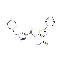 NC(=O)c1nc(-c2ccncc2)sc1NC(=O)c1cnn(CC2CCNCC2)c1 ZINC000149962641