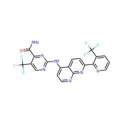 NC(=O)c1nc(Nc2ccnc3nc(-c4ncccc4C(F)(F)F)ccc23)ncc1C(F)(F)F ZINC000058541358