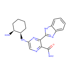 NC(=O)c1ncc(N[C@@H]2CCCC[C@@H]2N)nc1-c1nc2ccccc2[nH]1 ZINC001772629697