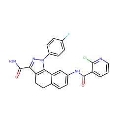 NC(=O)c1nn(-c2ccc(F)cc2)c2c1CCc1ccc(NC(=O)c3cccnc3Cl)cc1-2 ZINC000038471355