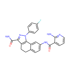 NC(=O)c1nn(-c2ccc(F)cc2)c2c1CCc1ccc(NC(=O)c3cccnc3N)cc1-2 ZINC000045335423