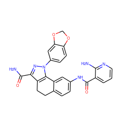 NC(=O)c1nn(-c2ccc3c(c2)OCO3)c2c1CCc1ccc(NC(=O)c3cccnc3N)cc1-2 ZINC000045338481