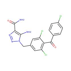 NC(=O)c1nnn(Cc2cc(Cl)c(C(=O)c3ccc(Cl)cc3)c(Cl)c2)c1N ZINC000000538116