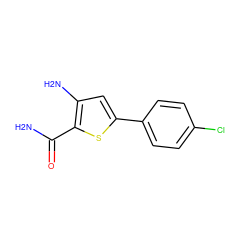 NC(=O)c1sc(-c2ccc(Cl)cc2)cc1N ZINC000002556119