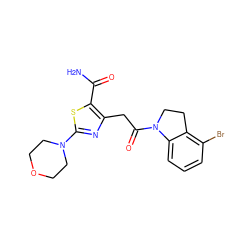 NC(=O)c1sc(N2CCOCC2)nc1CC(=O)N1CCc2c(Br)cccc21 ZINC000103240892