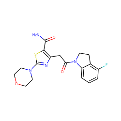 NC(=O)c1sc(N2CCOCC2)nc1CC(=O)N1CCc2c(F)cccc21 ZINC000103240887