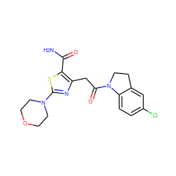 NC(=O)c1sc(N2CCOCC2)nc1CC(=O)N1CCc2cc(Cl)ccc21 ZINC000103240896