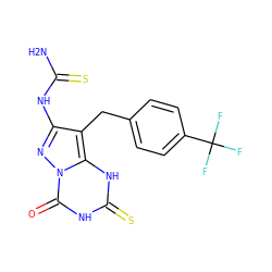 NC(=S)Nc1nn2c(=O)[nH]c(=S)[nH]c2c1Cc1ccc(C(F)(F)F)cc1 ZINC000169309406