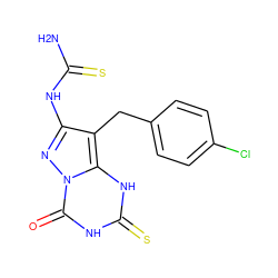 NC(=S)Nc1nn2c(=O)[nH]c(=S)[nH]c2c1Cc1ccc(Cl)cc1 ZINC000169309408