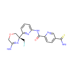 NC(=S)c1ccc(C(=O)Nc2cccc([C@@]3(CF)COCC(N)=N3)n2)nc1 ZINC000143266859