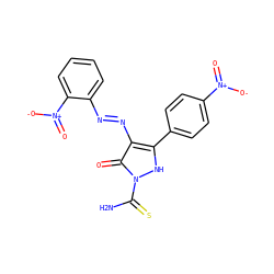 NC(=S)n1[nH]c(-c2ccc([N+](=O)[O-])cc2)c(/N=N/c2ccccc2[N+](=O)[O-])c1=O ZINC000169325471