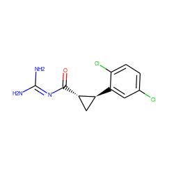 NC(N)=NC(=O)[C@H]1C[C@@H]1c1cc(Cl)ccc1Cl ZINC000013864214