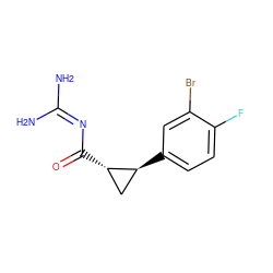 NC(N)=NC(=O)[C@H]1C[C@@H]1c1ccc(F)c(Br)c1 ZINC000013864215