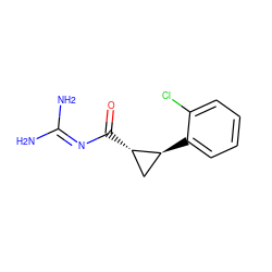 NC(N)=NC(=O)[C@H]1C[C@@H]1c1ccccc1Cl ZINC000013864207