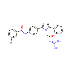 NC(N)=NC(=O)Cn1c(-c2ccccc2)ccc1-c1ccc(NC(=O)c2cccc(Br)c2)cc1 ZINC000029040179